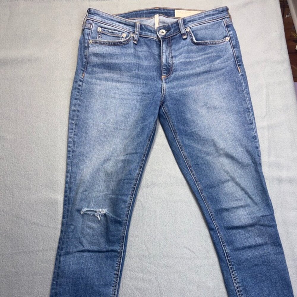 Women's rag & bone Cate Ankle-Length Skinny Jean Distressed Knee Ankle Fray 29